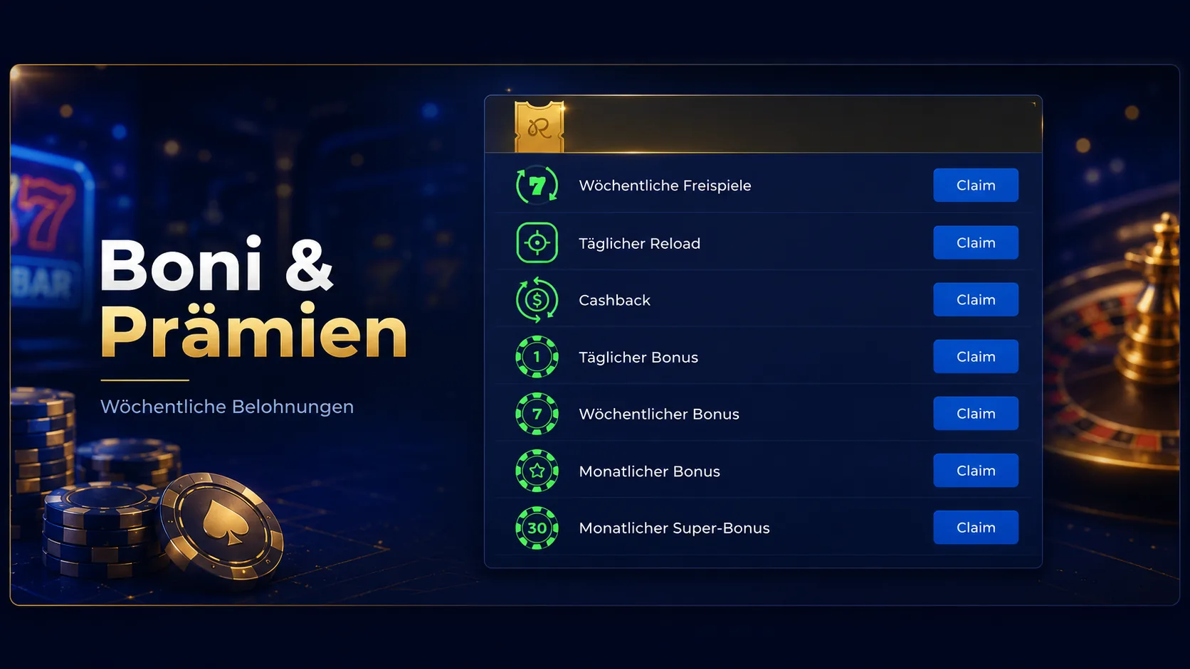 Rainbet Boni und Prämien im Konto