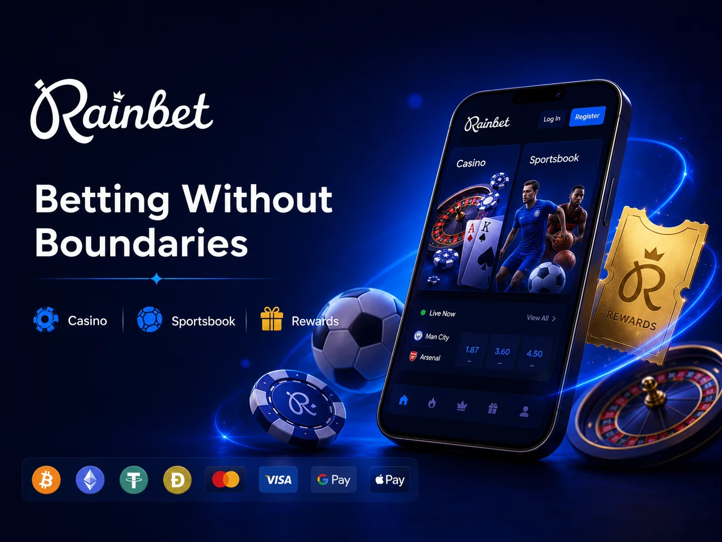Rainbet betting without boundaries casino and sportsbook visual