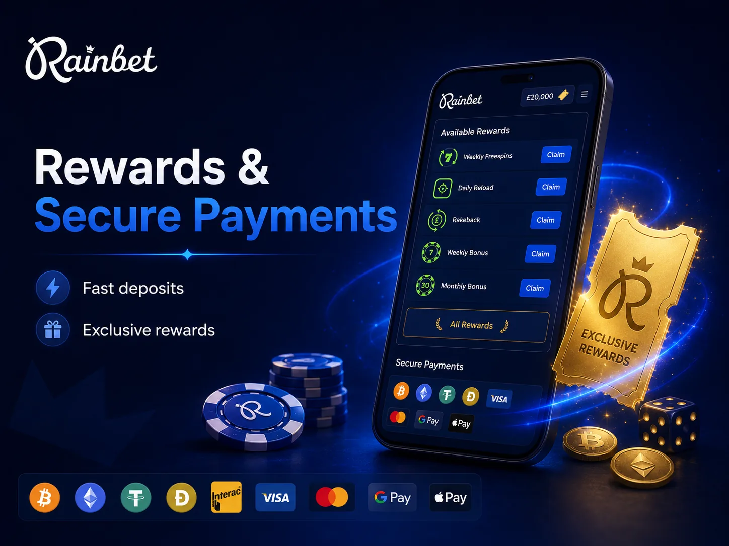 Rainbet rewards and secure payments with crypto options