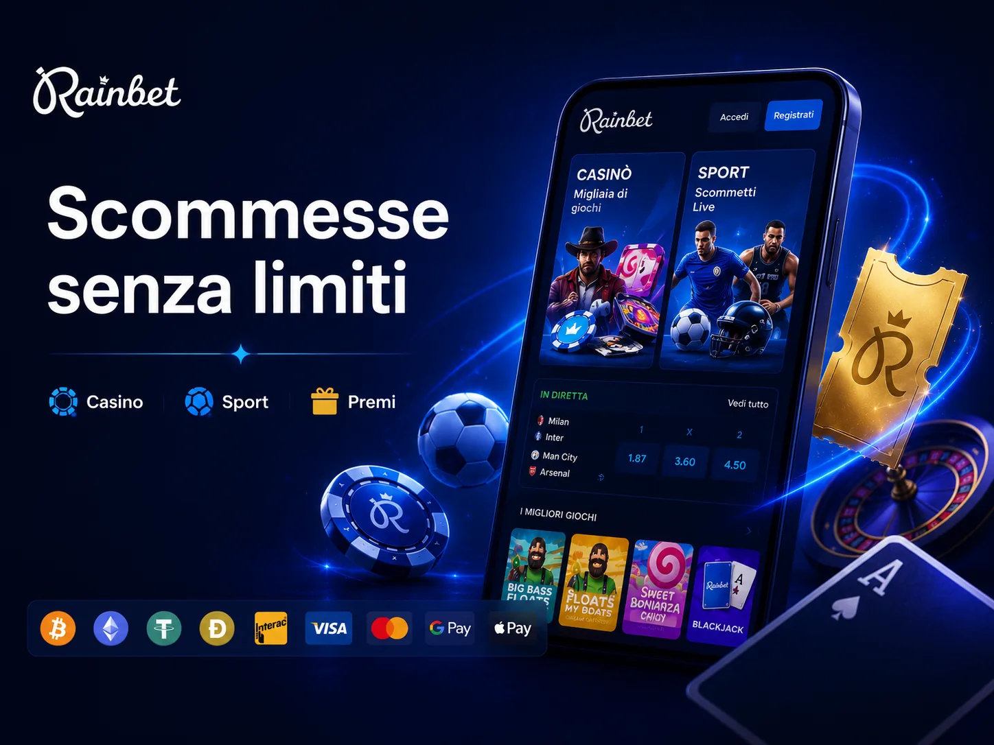Rainbet scommesse senza limiti con casino e sport