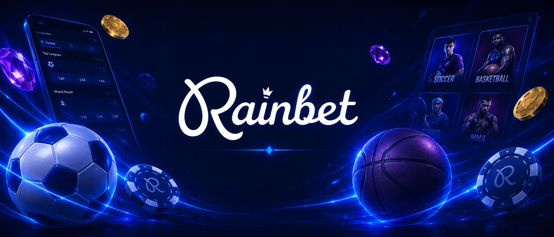 Rainbet deportes y casino separador visual