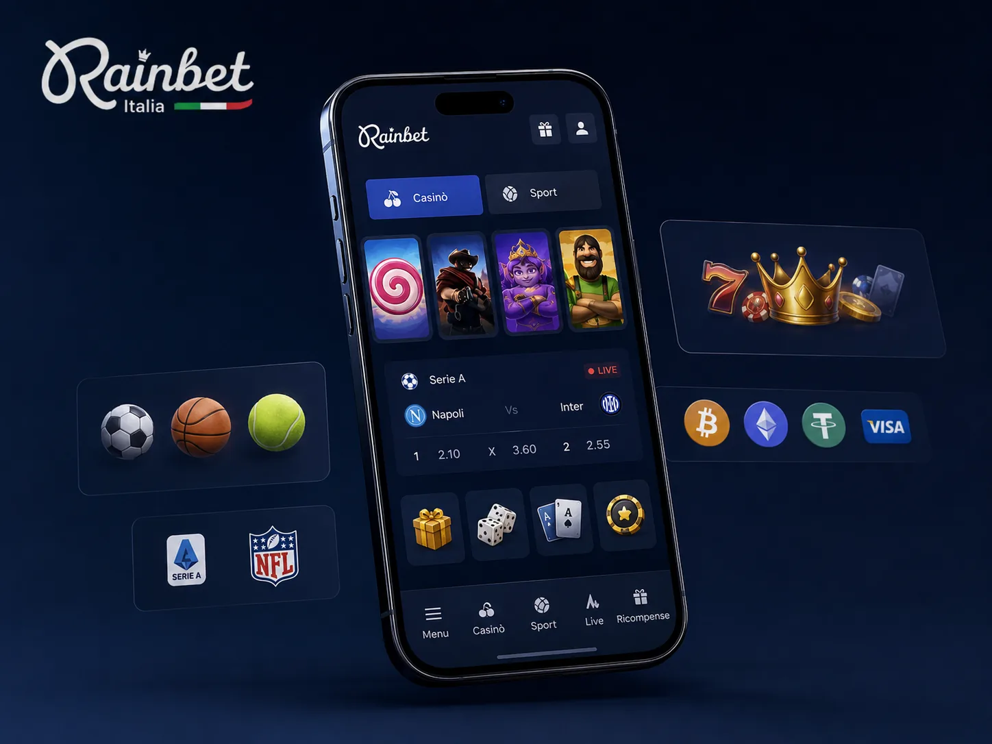 Rainbet mobile Wallet und Spiele auf dem Smartphone
